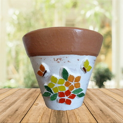 Vaso com mosaicos - Mini flores