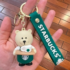 Llavero de Goma de Starbucks - Oso con Uniforme y Taza