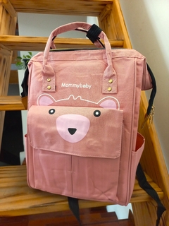 Mochila Maternal de Oso Mommybaby - Rosa