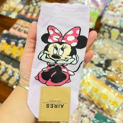 Medias Soquetes de Mickey Mouse - Minnie Cabeza Sobre las Manos Fondo Claro