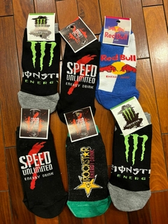 Medias Soquete para Adulto - Speed, Monster, Red Bull - 3 Pares al Azar