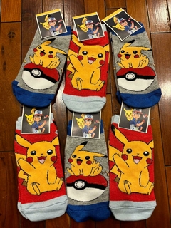 Medias Soquete para Adulto - Pokemon, Pikachu - 3 Pares al Azar