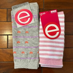 Medias Elemento 3/4 - Gris y Rosa Pack de 2