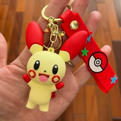 Llavero de Goma de Pikachu Pokemon Oreja Rojo