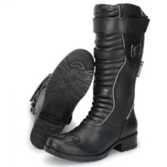 BOTA ATRON MOTOC. FEM. CANO ALTO PRETA REFLETIVA - COURO - 9118