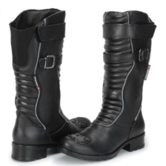 BOTA ATRON MOTOC. FEM. CANO ALTO PRETA REFLETIVA - COURO - 9118 na internet