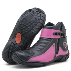 BOTA ATRON MOTOC. FEM. ROSA/PRETA - COURO FLOATER - 271