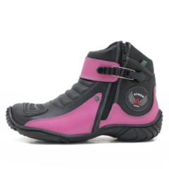 BOTA ATRON MOTOC. FEM. ROSA/PRETA - COURO FLOATER - 271 - comprar online