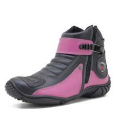 BOTA ATRON MOTOC. FEM. ROSA/PRETA - COURO FLOATER - 271 na internet