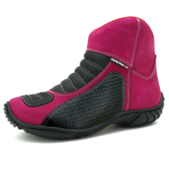 BOTA ATRON MOTOC. FEM. ROSA/PRETA - COURO NOBUCK - 305 - comprar online