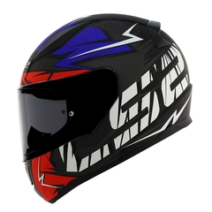 CAPACETE LS2 RAPID FF353 CROMO PRETO / VERMELHO / AZUL FOSCO