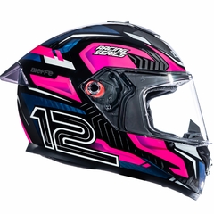 CAPACETE BIEFFE B-12 MISANO PRETO / ROSA - loja online