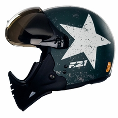 Imagem do CAPACETE PEELS F21 OLD TANK VERDE MILITAR / BRANCO FOSCO