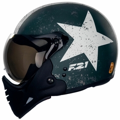 Imagem do CAPACETE PEELS F21 OLD TANK VERDE MILITAR / BRANCO FOSCO