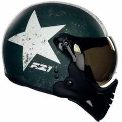 CAPACETE PEELS F21 OLD TANK VERDE MILITAR / BRANCO FOSCO - Mobivile - Motos, Capacetes e Acessórios