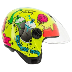 CAPACETE PEELS FREEWAY STREET AMARELO LIMAO / AZUL - Mobivile - Motos, Capacetes e Acessórios