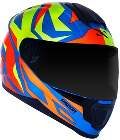 CAPACETE NORISK RAZOR CUTTING LT AZUL/AMARELO/VERMELHO