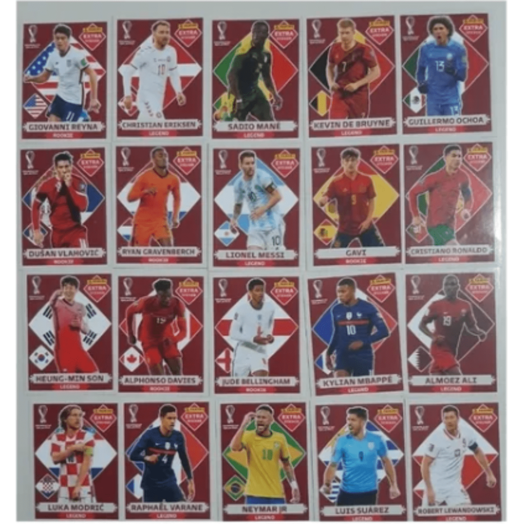 20 Figurinhas Legends Bordô Coleção Completa Copa Qatar 2022