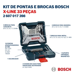 Jogo de brocas ponteira com 33 peças - Bosch - D'lara Acessórios