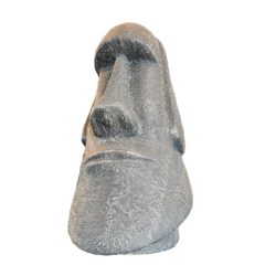 Escultura Cabeça Moai Texturizada Arenite Cinza Grande