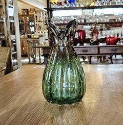 Vaso Decorativo Leque G de Vidro Verde e Fumê Tipo Murano na internet