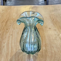 Vaso Decorativo Leque G de Vidro Azul Tipo Murano - comprar online