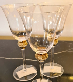 Taça Decorativa de Vidro para Vinho com Strass e Dourado na internet