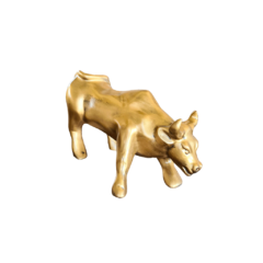Escultura de Touro Wall Street Dourado Pequeno