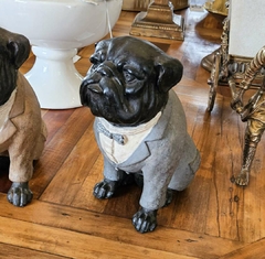 Escultura Decorativa Cachorro Bulldog Cinza em Poliresina na internet