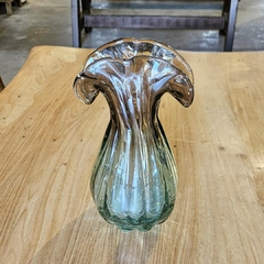 Vaso Decorativo Leque G de Vidro Aqua e Fumê Tipo Murano na internet