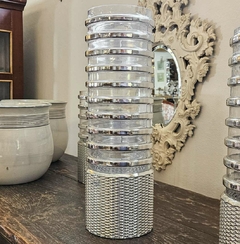 Vaso Decorativo de Vidro com Argolas Prateadas Grande - loja online