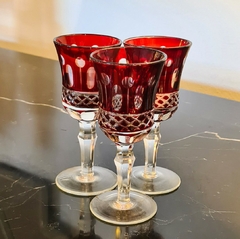 Taça Decorativa de Vidro Cristalino Vermelho para Licor - comprar online