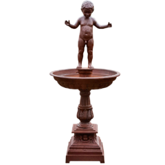 Fonte decorativa de Manequinho em Ferro Fundido da Marcenaria Tiradentes com reservatório de água e detalhe do boneco.