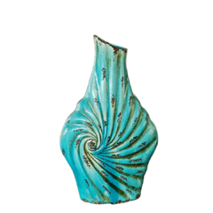Vaso em Cerâmica Relevo Caracol Azul Claro