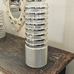 Vaso Decorativo de Vidro com Argolas Prateadas Médio - loja online