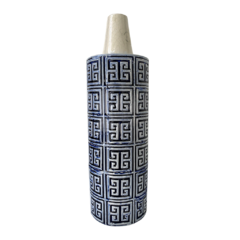 Jarro Estilo Inca em Cerâmica Azul e Branco
