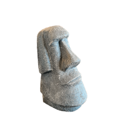 Escultura Cabeça Moai Texturizada Arenite Cinza Média