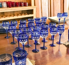 Taça Decorativa de Cristal Azul para Vinho - comprar online