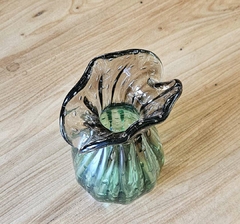 Vaso Decorativo Leque G de Vidro Verde e Fumê Tipo Murano - loja online