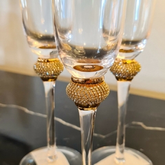 Taça Decorativa de Vidro para Champanhe com Strass e Dourado na internet