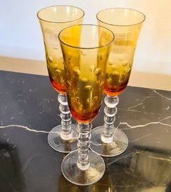 Taça Decorativa com Vidro Cristalino Laranja para Champanhe - comprar online
