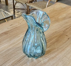 Vaso Decorativo Leque G de Vidro Azul Tipo Murano na internet