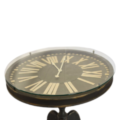 Mesa Lateral Antiga com Relógio de MDF e Vidro - comprar online