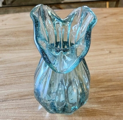 Vaso Decorativo Leque G de Vidro Azul Tipo Murano - loja online