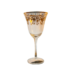 Taça Decorativa de Vidro para Vinho com Filigram Dourado