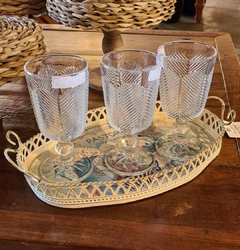 Taça Decorativa de Vidro para Água com Treliças Transparente - Marcenaria Tiradentes - Móveis e Decoração Artesanais de alto padrão