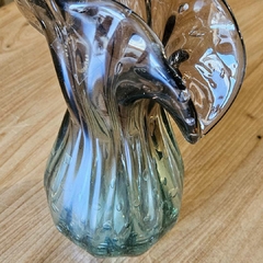 Vaso Decorativo Leque G de Vidro Aqua e Fumê Tipo Murano - Marcenaria Tiradentes - Móveis e Decoração Artesanais de alto padrão