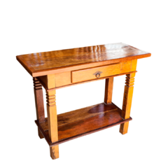 Aparador rústico artesanal com gaveta e prateleira, feito de madeira de demolição, ideal para ambientes modernos e tradicionais