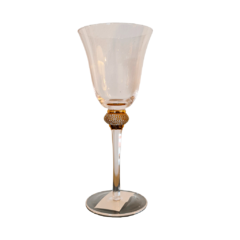 Taça Decorativa de Vidro para Vinho com Strass e Dourado