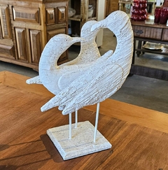 Escultura Três Pássaros Decorativos em Resina Branca na internet